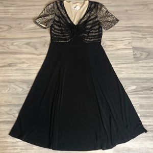 Robbie Bee Empire Waist Black Lace Upper Dress
